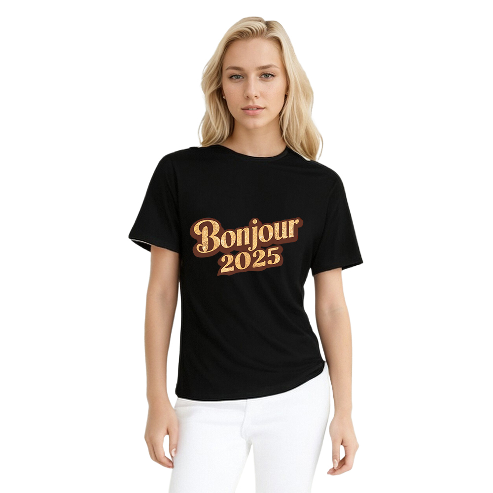 T-shirt 'Bonjour 2025‘ Noir et Blanc du Nouvelle Année Ver.3