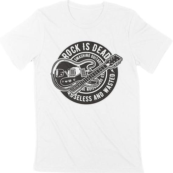 T-shirt Adulte Blanc Guitare Electrique Rock Costume