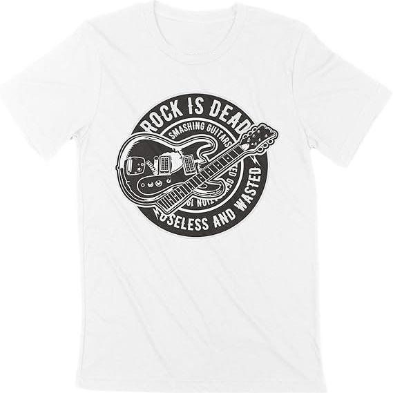 T-shirt Adulte Blanc Guitare Electrique Rock Costume