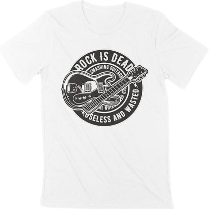 T-shirt Adulte Blanc Guitare Electrique Rock Costume