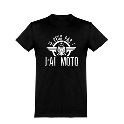 T-shirt Adulte Noir 'Je peux pas, j'ai moto' Costume