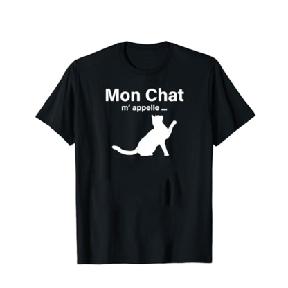  T-shirt Adulte Noir Humour Chat Cadeau Costume