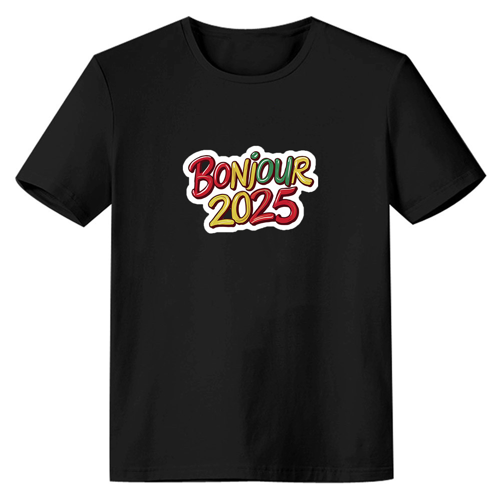 T-shirt 'Bonjour 2025‘ Noir et Blanc du Nouvelle Année Ver.7
