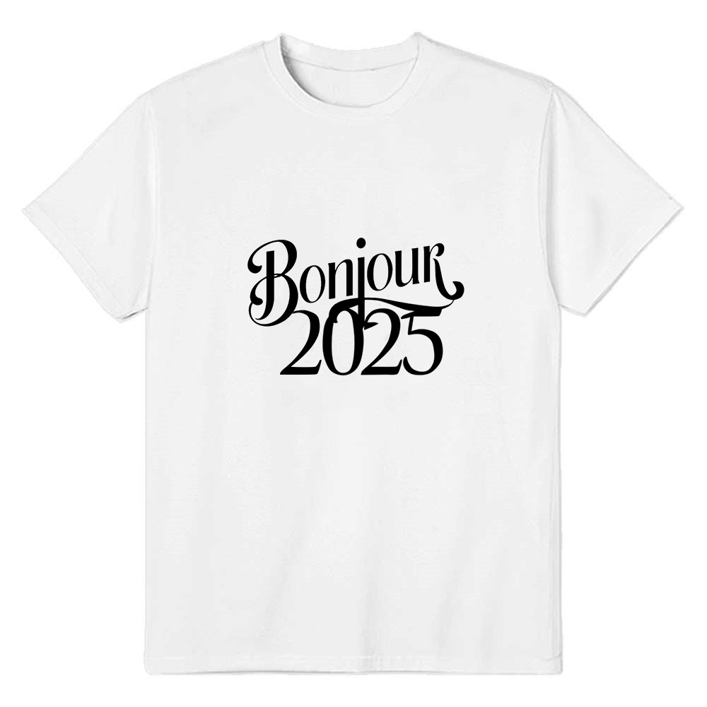 T-shirt 'Bonjour 2025‘ Noir et Blanc du Nouvelle Année Ver.2