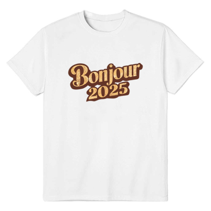 T-shirt 'Bonjour 2025‘ Noir et Blanc du Nouvelle Année Ver.3