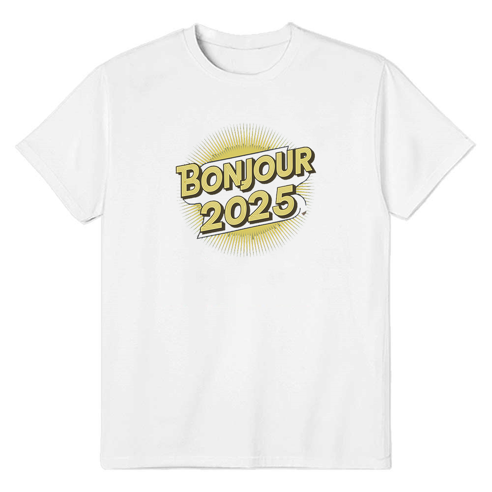 T-shirt 'Bonjour 2025‘ Noir et Blanc du Nouvelle Année Ver.4