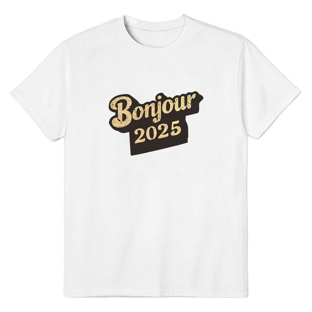 T-shirt 'Bonjour 2025‘ Noir et Blanc du Nouvelle Année Ver.5
