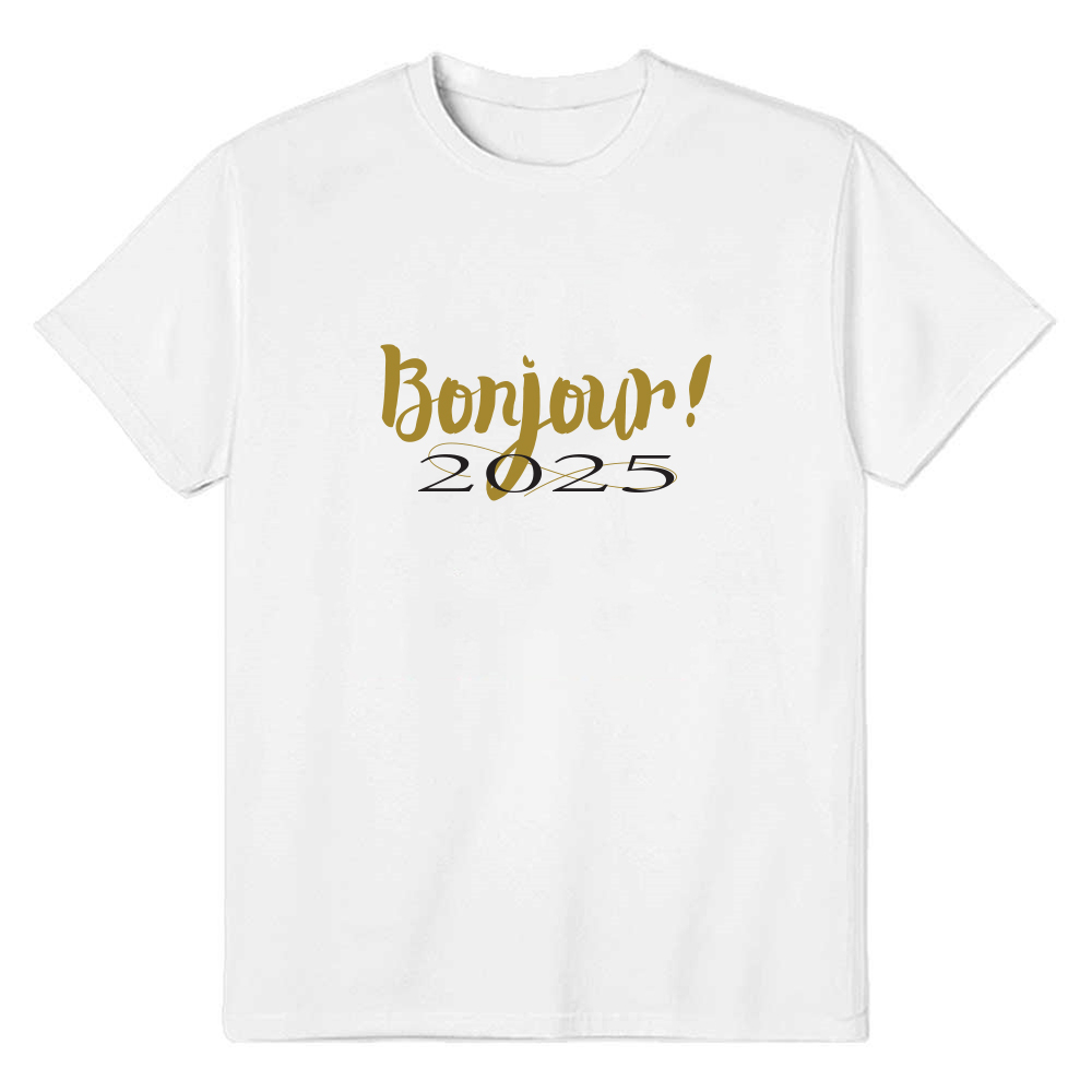 T-shirt 'Bonjour 2025‘ Noir et Blanc du Nouvelle Année Ver.6