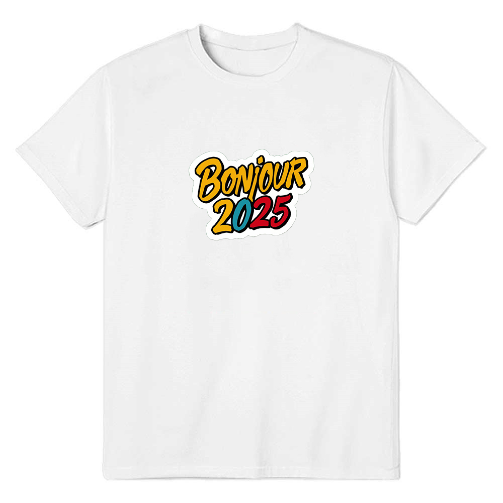 T-shirt 'Bonjour 2025‘ Noir et Blanc du Nouvelle Année Ver.7