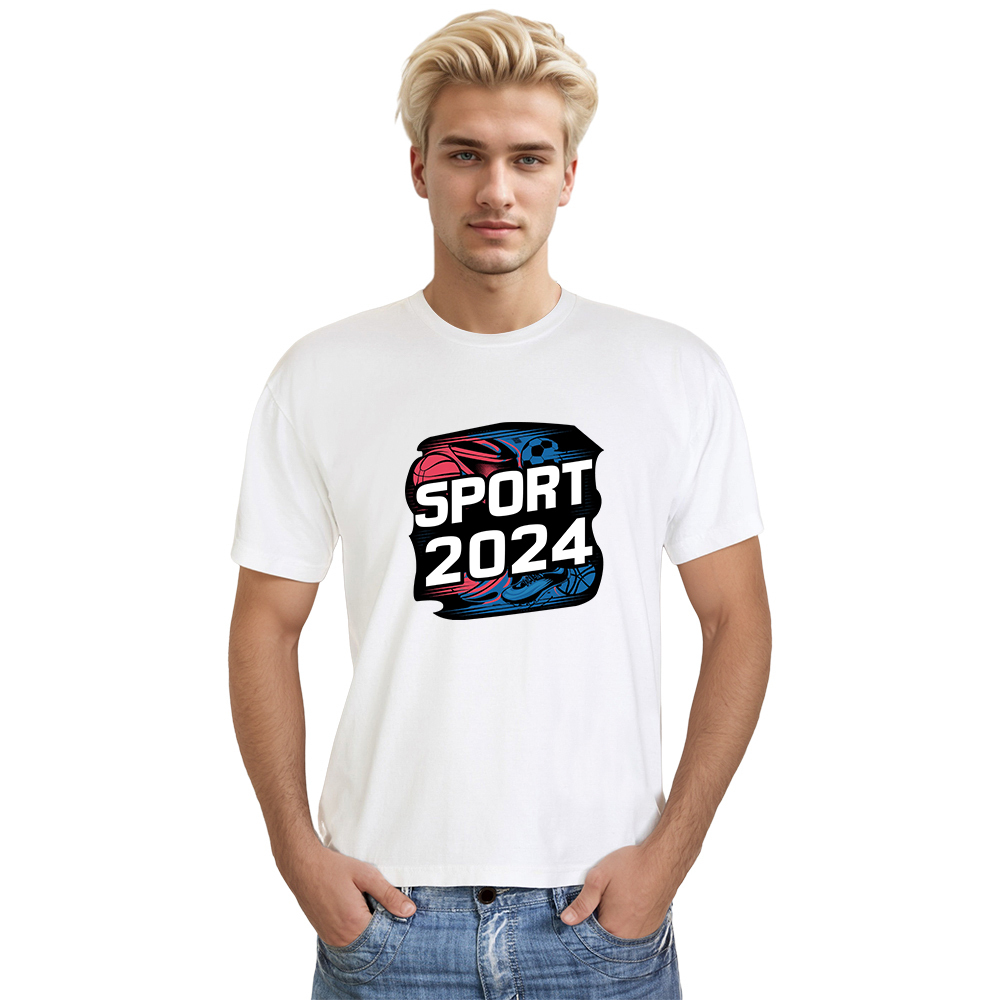 T-shirt Blanc et Noir 'Sport 2024' Ver.3
