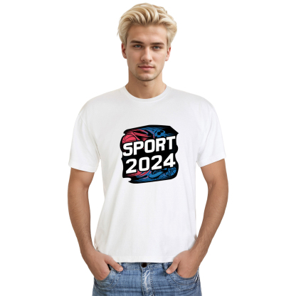 T-shirt Blanc et Noir 'Sport 2024' Ver.3