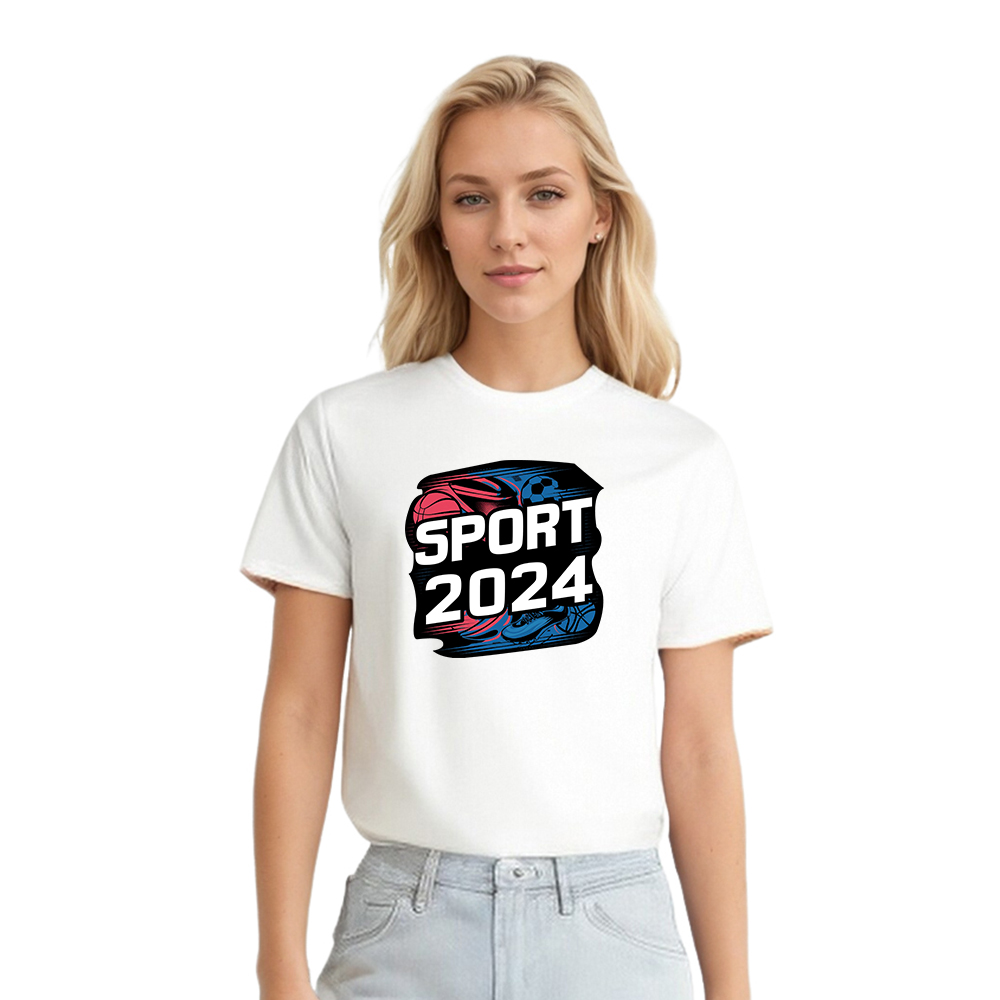 T-shirt Blanc et Noir 'Sport 2024' Ver.3