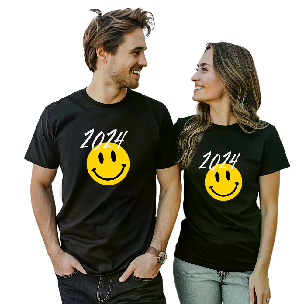 Couple T-shirt '2024‘ Noir et Blanc du Memorial Day Ver.3