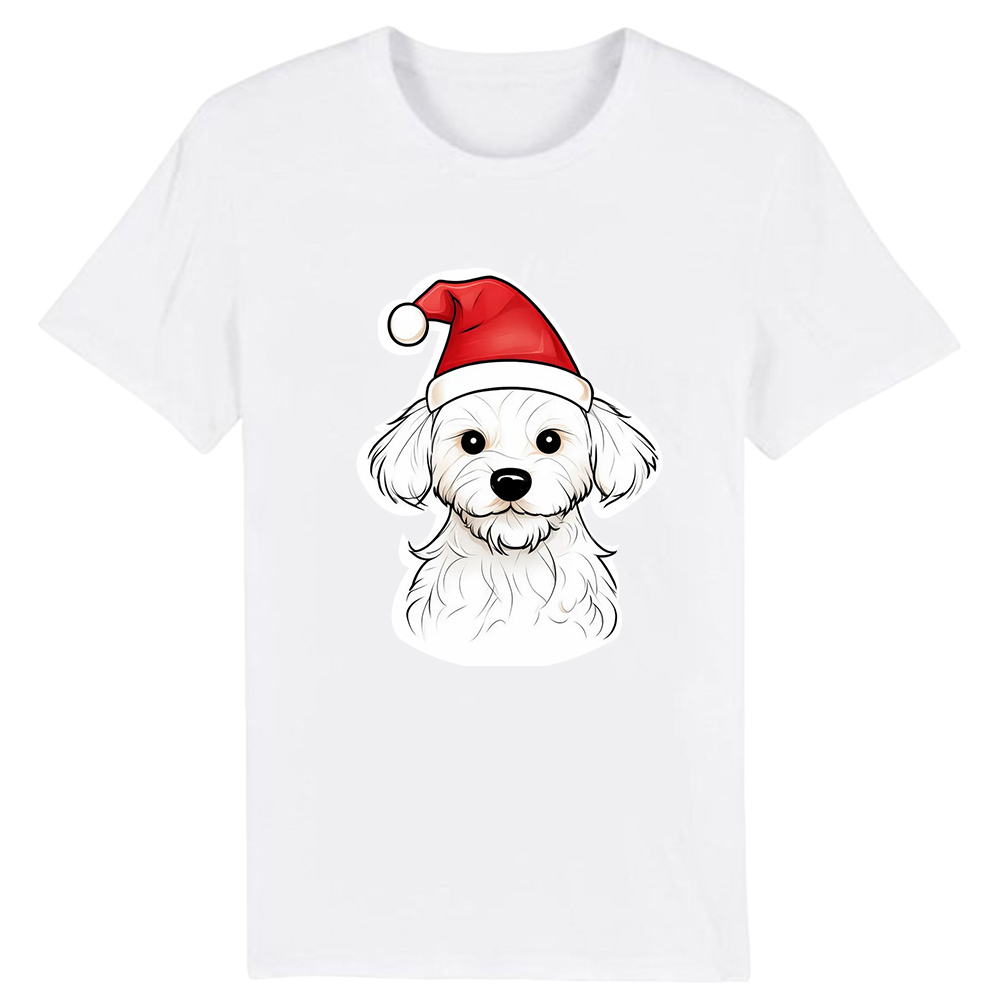 T-shirt Chien avec un Bonnet de Noël pour Noël 