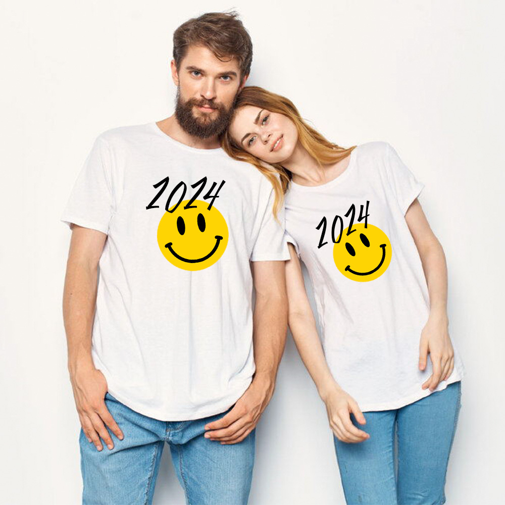 Couple T-shirt '2024‘ Noir et Blanc du Memorial Day Ver.3