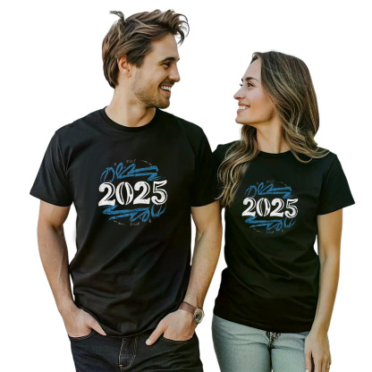Couple T-shirt '2025‘ Noir du Memorial Day Ver.3