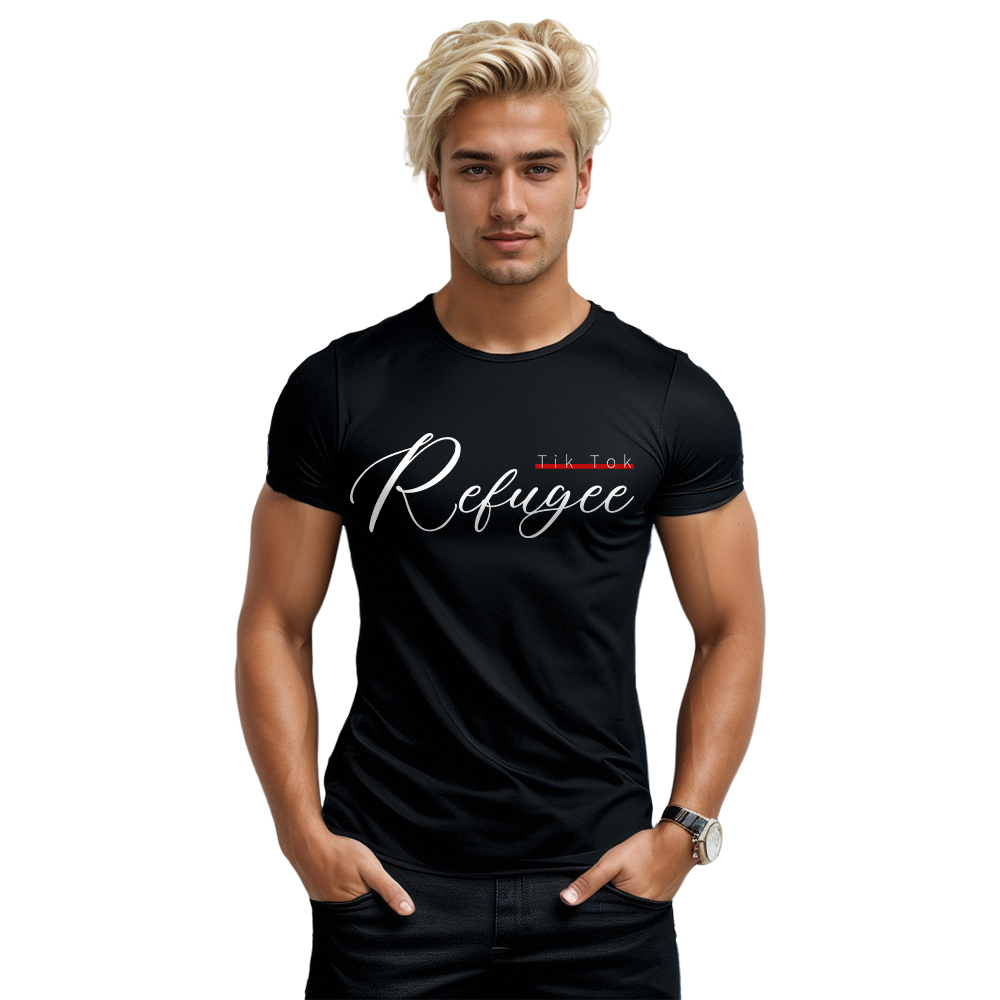 T-shirt Texte 'Tik Tok Refugee' Ver.2