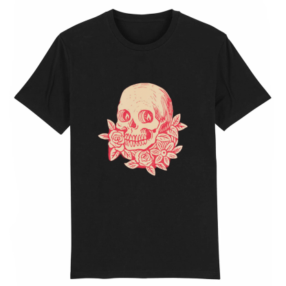 T-shirt Tête de Mort Rose Dessin Original