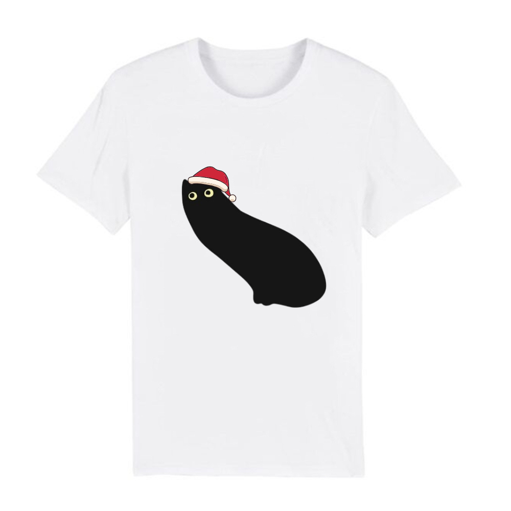 Adulte Mignon Chat Noir T-shirt Pour Noël