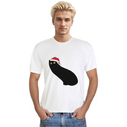 Adulte Mignon Chat Noir T-shirt Pour Noël