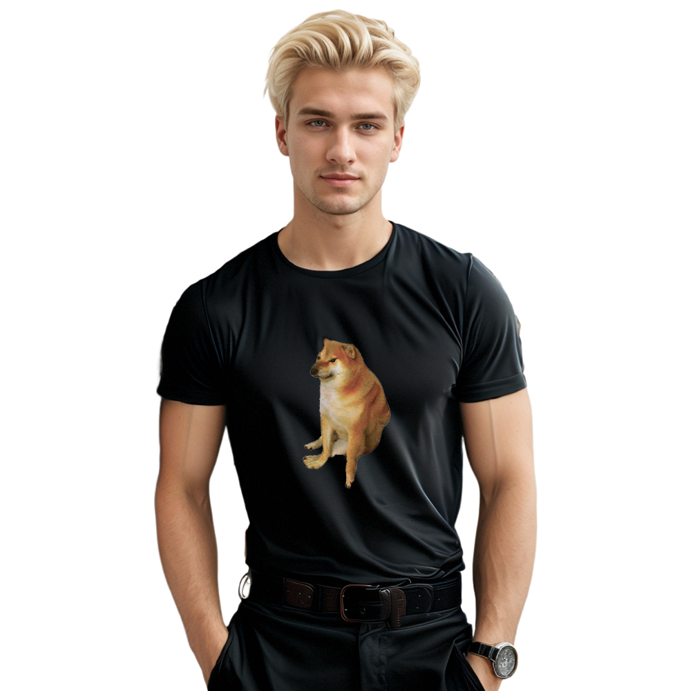 T-shirt Adulte Noir Drôle de Meme Chien Costume 