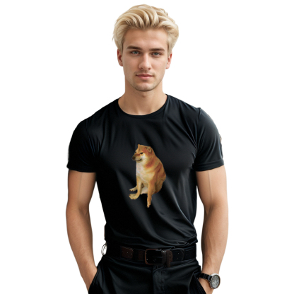 T-shirt Adulte Noir Drôle de Meme Chien Costume 