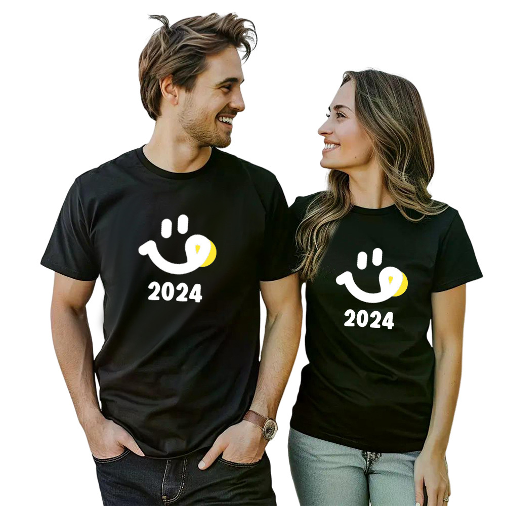 Couple T-shirt '2024‘ Noir et Blanc du Memorial Day Ver.4