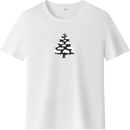 Adulte T-Shirt Arbre de Noël Monochrome Pour Noël 
