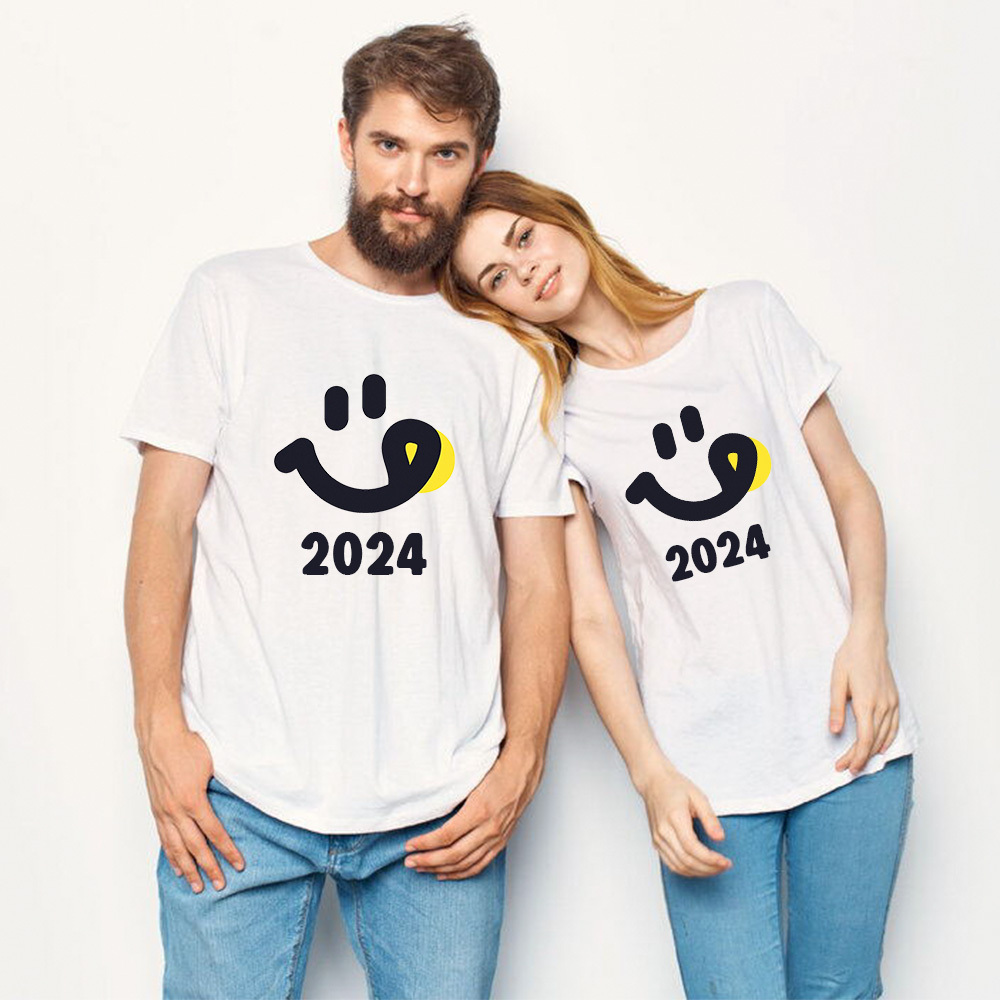 Couple T-shirt '2024‘ Noir et Blanc du Memorial Day Ver.4
