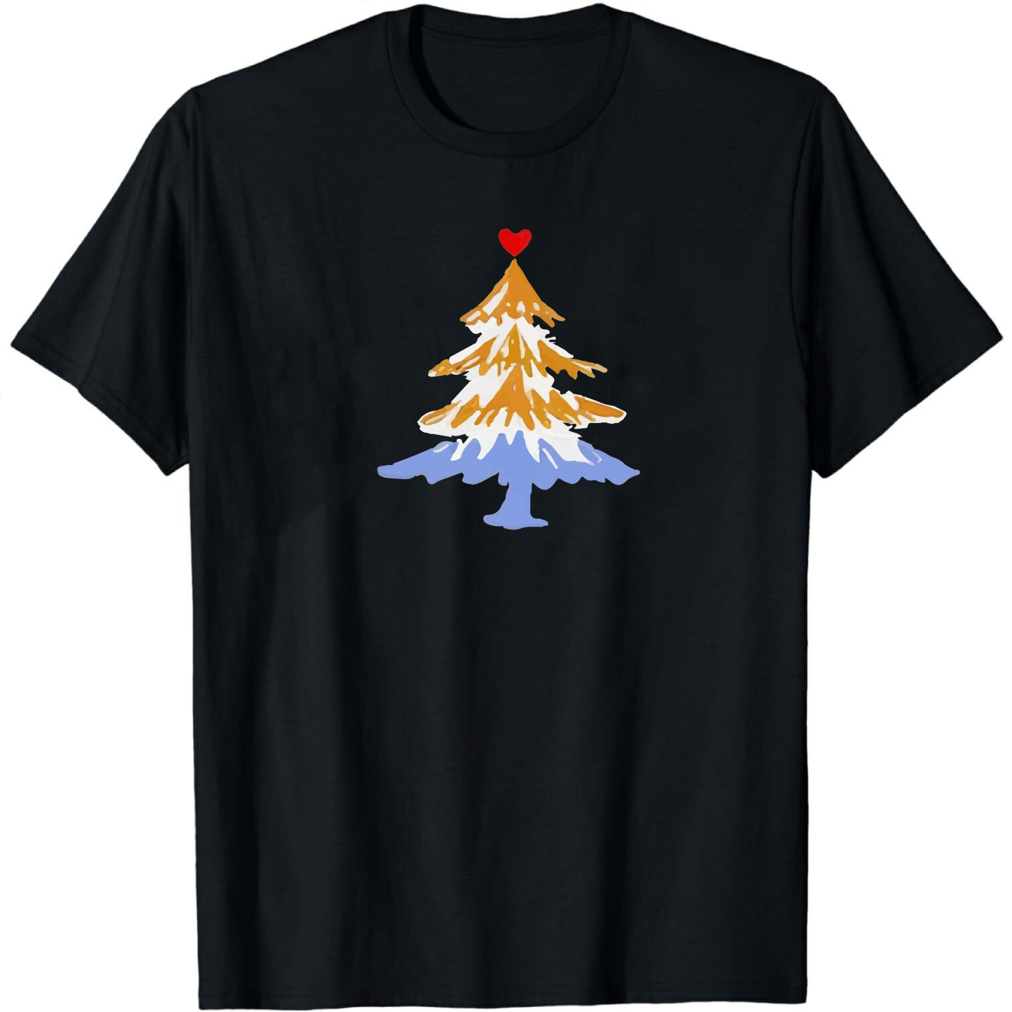 T-shirt Sapin de Noël Jaune et Bleu Pour Noël
