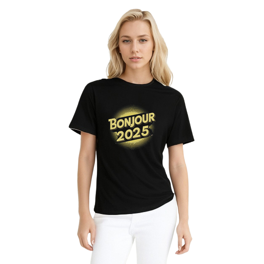 T-shirt 'Bonjour 2025‘ Noir et Blanc du Nouvelle Année Ver.4
