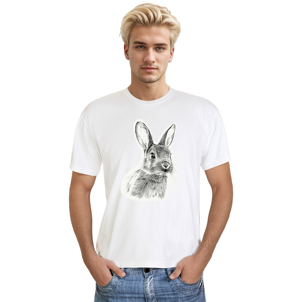 T-shirt Blanc et Noir Lapin Mignon