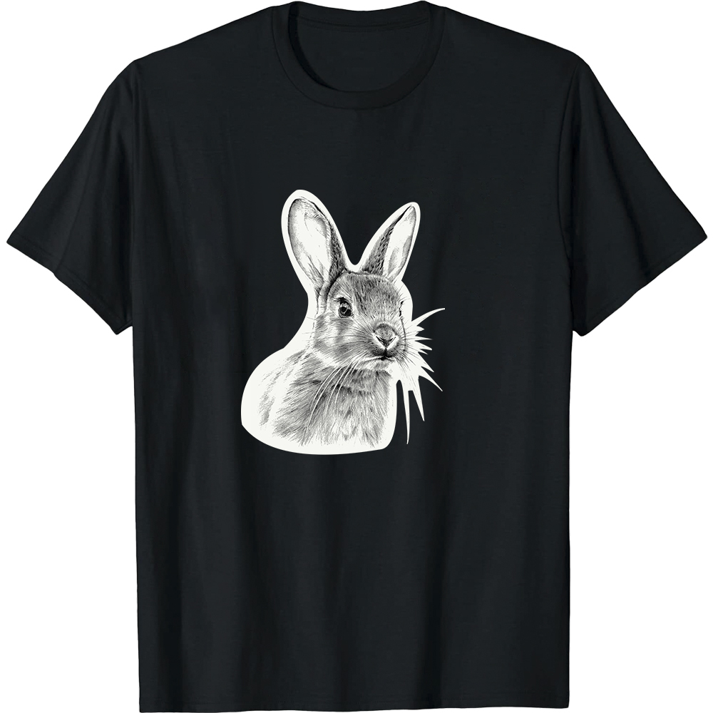 T-shirt Blanc et Noir Lapin Mignon