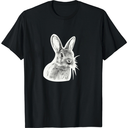 T-shirt Blanc et Noir Lapin Mignon