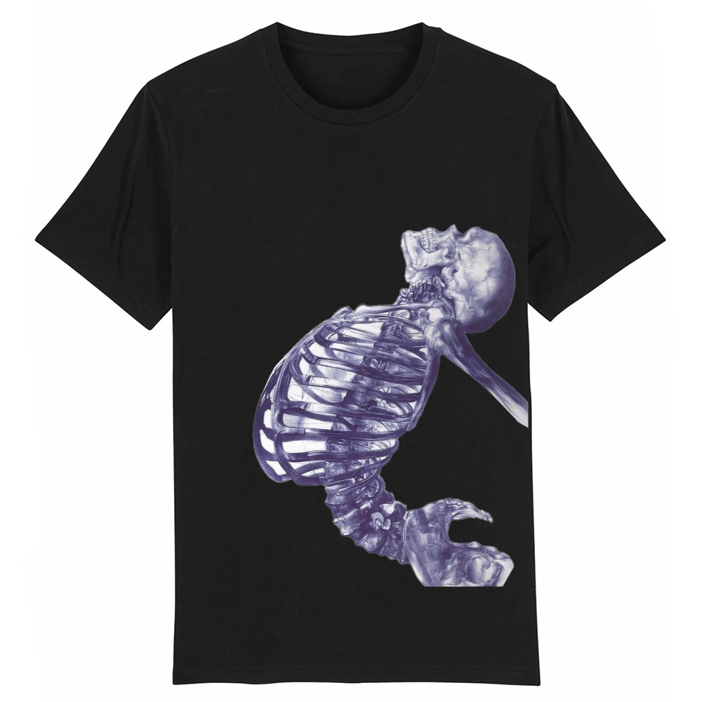 T-shirt Blanc et Noir Horreur Squelettes