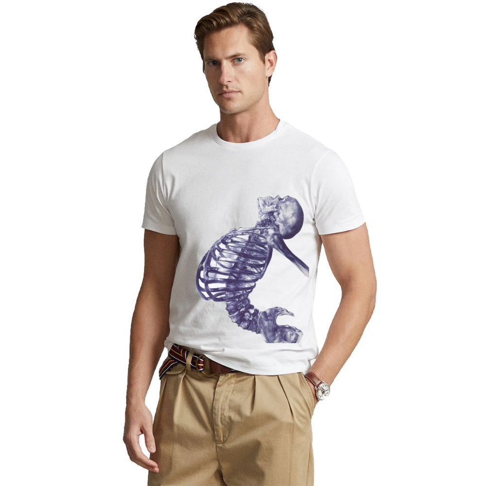 T-shirt Blanc et Noir Horreur Squelettes