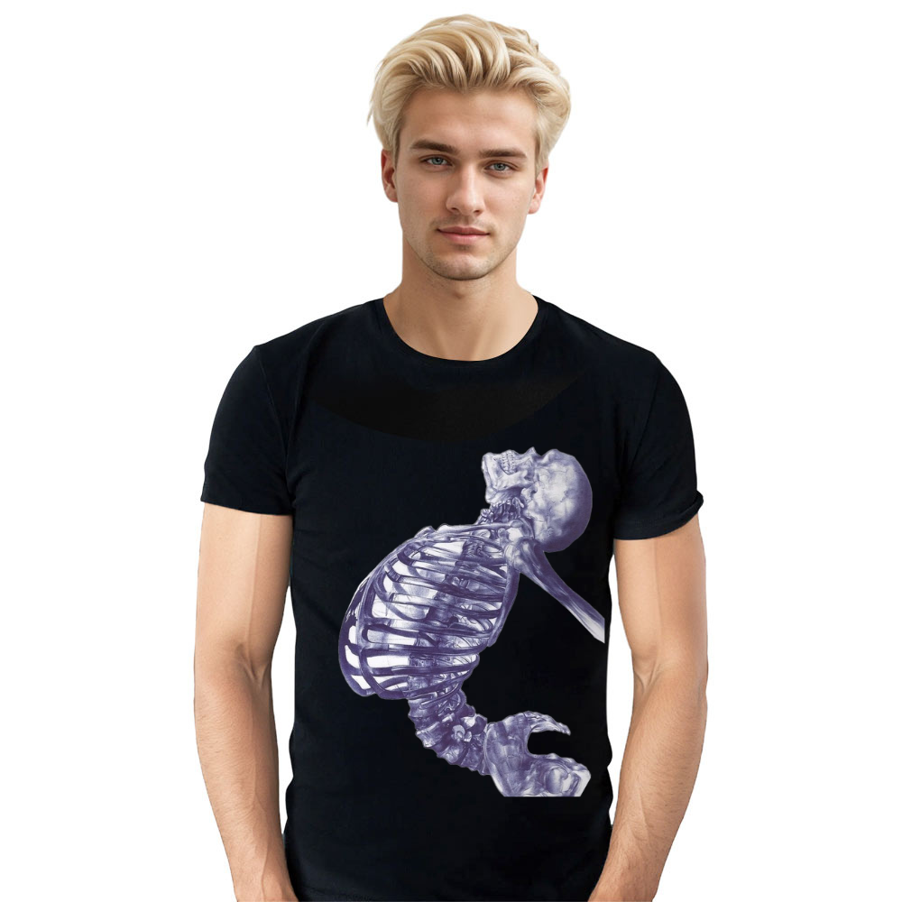 T-shirt Blanc et Noir Horreur Squelettes