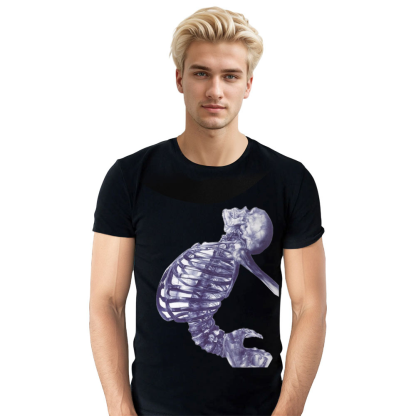 T-shirt Blanc et Noir Horreur Squelettes