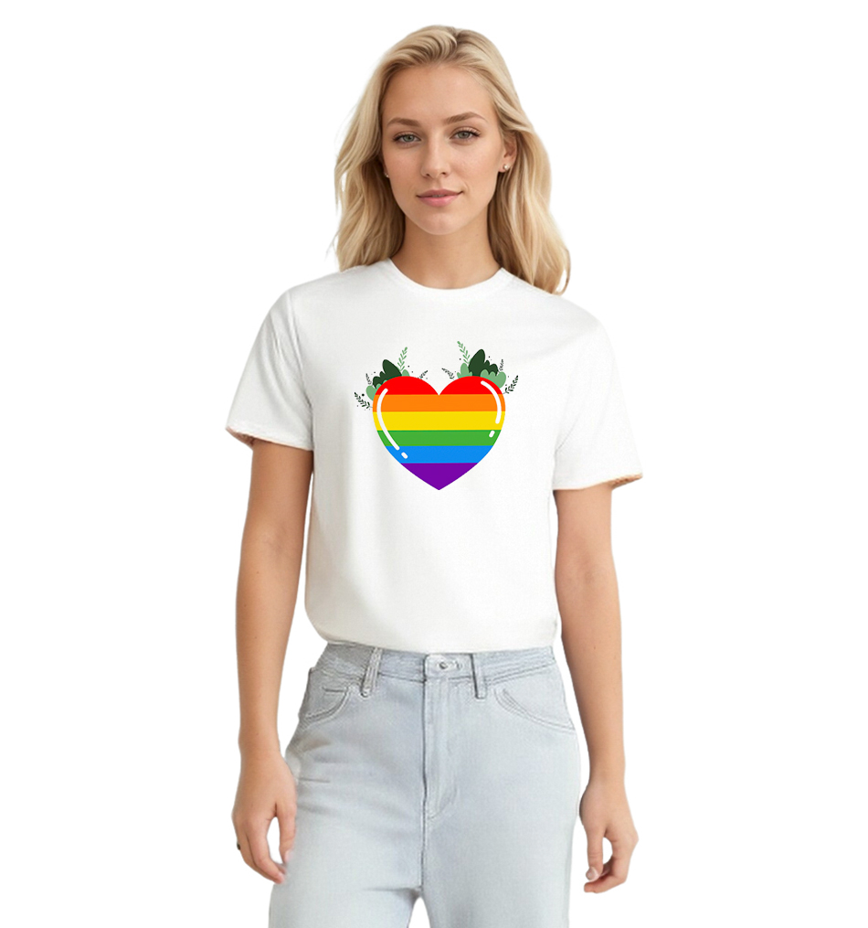 T-shirt Adulte Blanc 'Pride Month' L'amour Arc-en-ciel Costume Ver.2