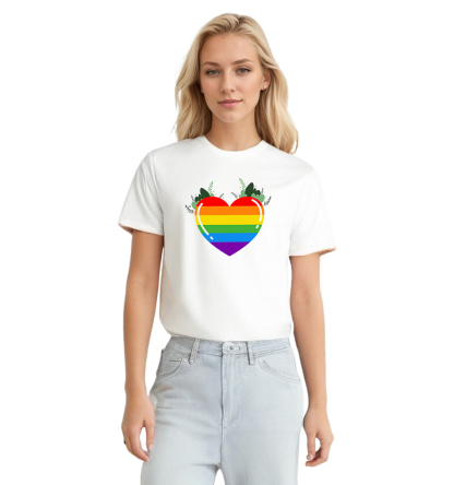 T-shirt Adulte Blanc 'Pride Month' L'amour Arc-en-ciel Costume Ver.2