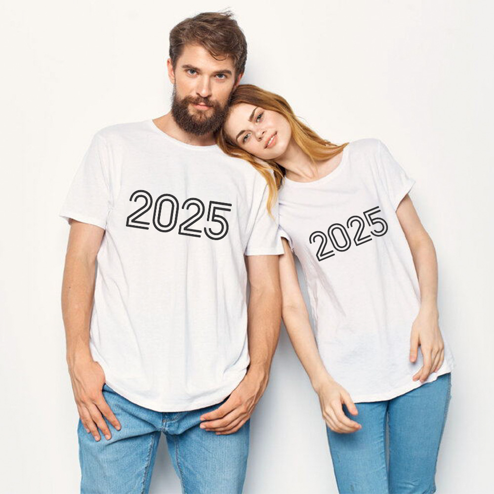 Couple T-shirt '2025‘ Noir et Blanc du Memorial Day Ver.2