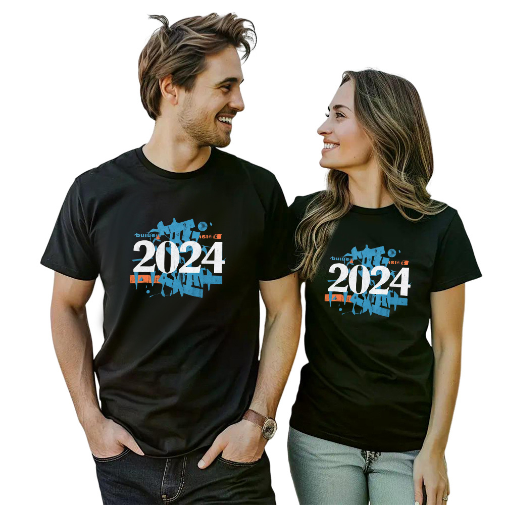 Couple T-shirt '2024‘ Noir du Memorial Day