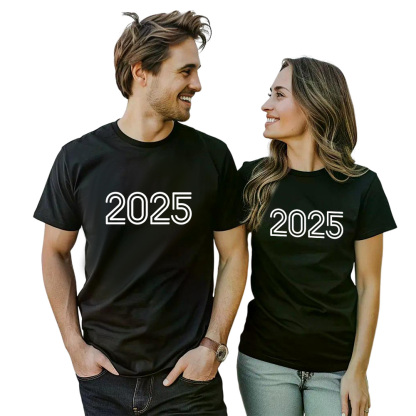 Couple T-shirt '2025‘ Noir et Blanc du Memorial Day Ver.2