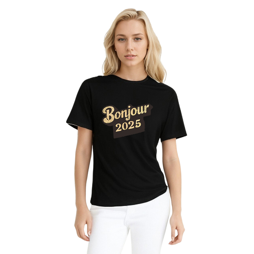 T-shirt 'Bonjour 2025‘ Noir et Blanc du Nouvelle Année Ver.5