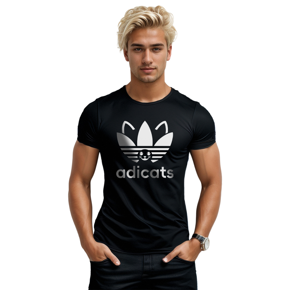 T-shirt Blanc et Noir Adicats Dessin Original Ver.3