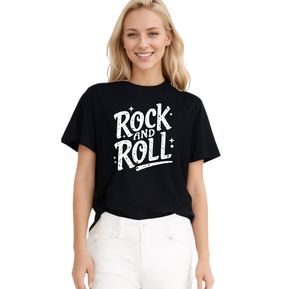 T-shirt Imprimé Noir 'Rock et Roll' Costume Sur la Musique