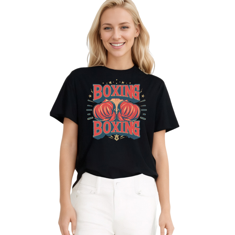 T-shirt Imprimé Noir Jouer la Boxe Costume Sur la Sport Ver.2