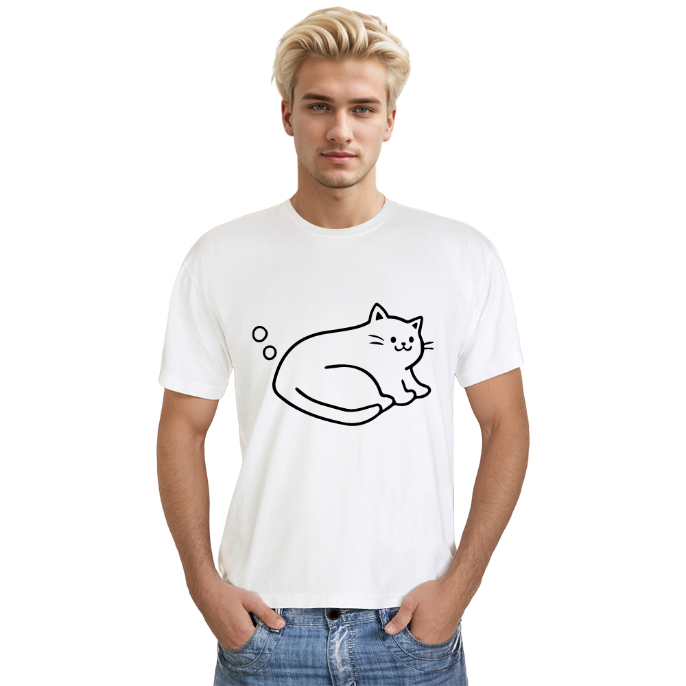 T-shirt Adulte Chat Simple Line Costume 