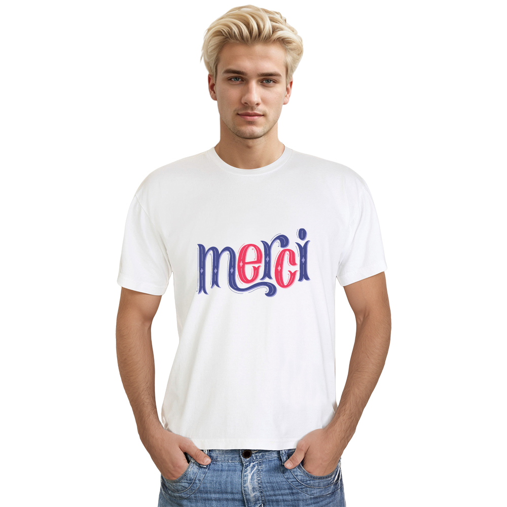 T-shirt Adulte Texte Uniquement 'Merci' Costume