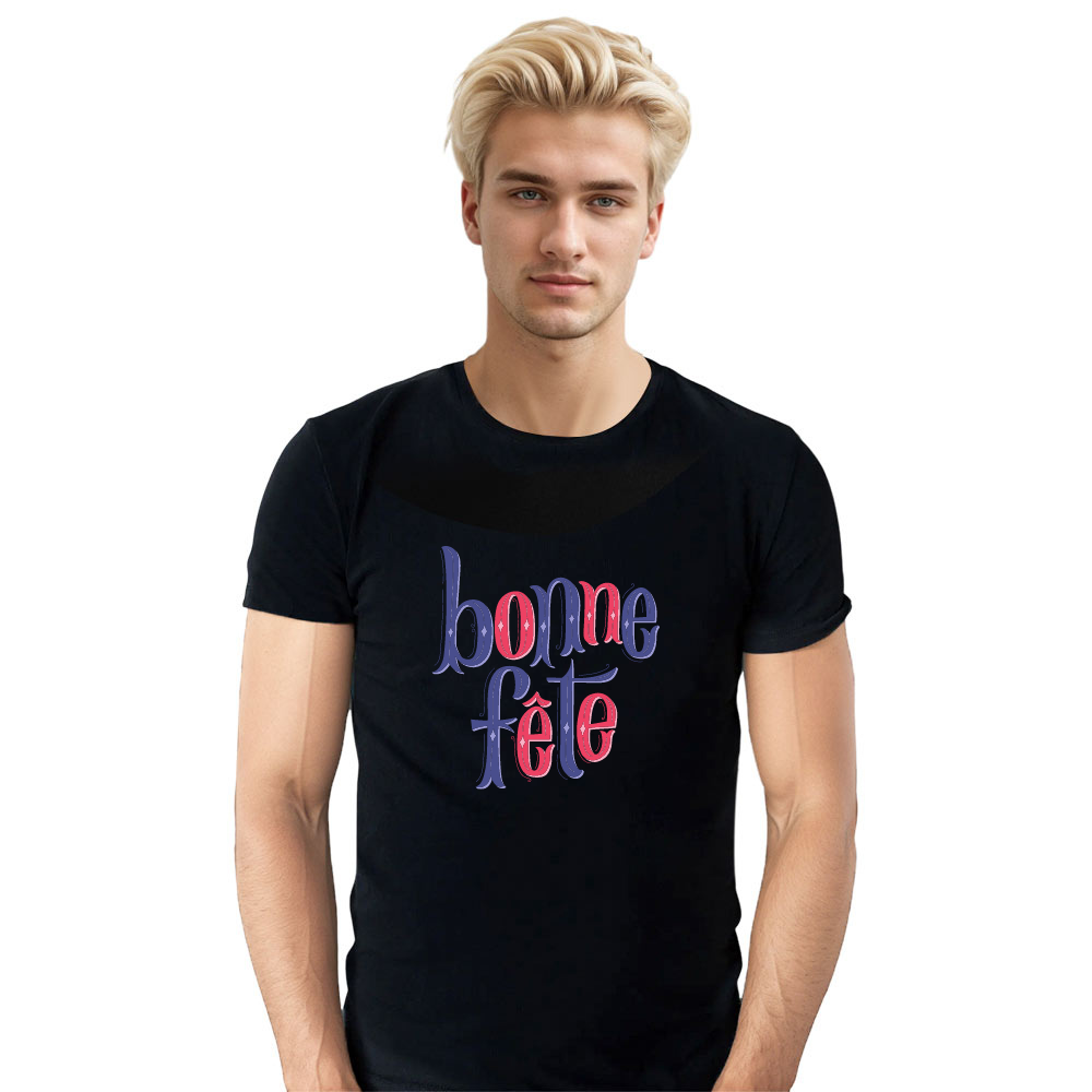 T-shirt Adulte Texte Uniquement 'Bonne Fête' Costume